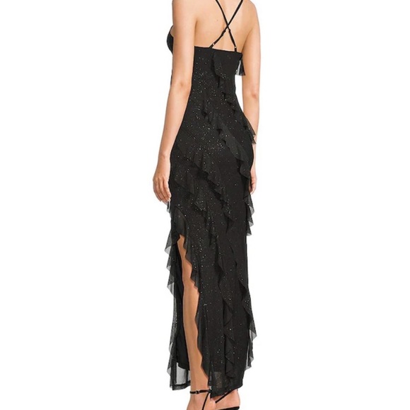 THIRTY THIRTY Women’s Chic Glitter Mesh Ruffle Maxi Dress Size M - Picture 2 of 8